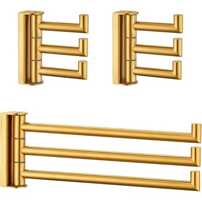 Mixxidea 3-Arm Swivel Towel Hook 2 PCS Bundle with Triple Folding Hand Towel Rack