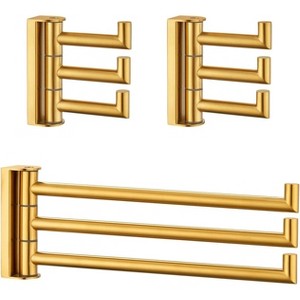 Mixxidea 3-Arm Swivel Towel Hook 2 PCS Bundle with Triple Folding Hand Towel Rack - 1 of 3