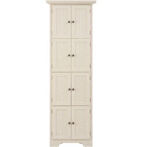 Gulches 4-Tier 72" Corner Storage Cabinet with 8 Doors, Tall Farmhouse Cabinet for Bathroom, White MDF Spacious Shelves Organizer - 1 of 4
