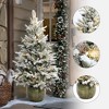 LuxenHome 4.5Ft Pre-Lit Artificial Flocked Pine Tree, Lighted Porch Tree with Pinecones and Rustic Gold Pot Off-White - 2 of 4