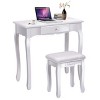 Tangkula White Vanity Mirror Wood Makeup Dressing Table Stool Set(Mirror, 3 Drawers, Stool) - 2 of 4