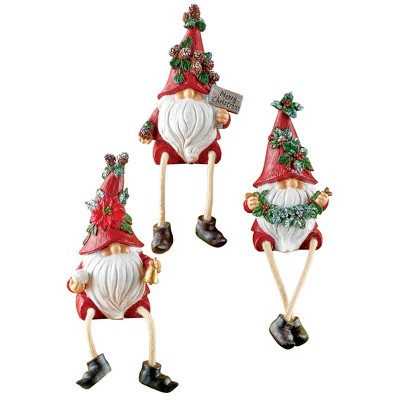 Collections Etc Holiday Dangling Legs Gnome Sitter Figurines - Set Of 3 ...