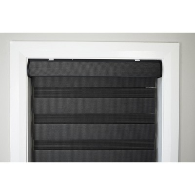 Versailles Cordless Zebra Privacy Room Darkening Shade for Windows Black