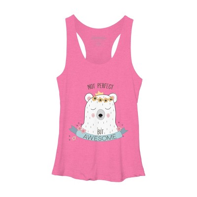 Design By Humans Not Perfect But Awesome Polar Bear By Racerback Tank Top