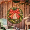 HOMCOM 48in Pre-Lit Christmas Wreath with 3D Red Bow, Christmas Wreath for Front Door with 11 Lighting Modes, 200 LED Lights - 2 of 4