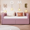 NicBex Twin Size Velvet Daybed with Ergonomic Design Backrest and 2 Drawers for Bedroom,Living Room,Apartment - 2 of 4