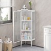 Modern Decorative Storage Cabinet, CENGHU 22.25" Floor Coner Cabinet with Tempered Glass Door and Storage Shelves for Bathroom, Living Room, Bedroom - 3 of 4