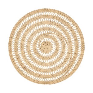 Saro Lifestyle Natural Weave Rattan Placemat (Set of 4), 15"x15", Beige - 1 of 4