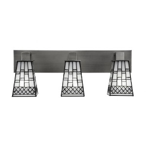 Toltec Lighting Apollo 3 - Light Vanity in  Graphite with 5" Square Pewter Art Glass Shade - 1 of 1