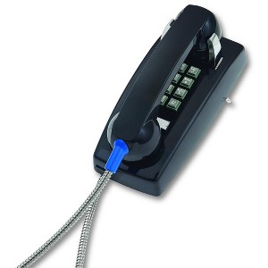 Cortelco Basic Wall Phone with Armored Cord and Metal Cradle, Model 2554AHCBK - 1 of 1