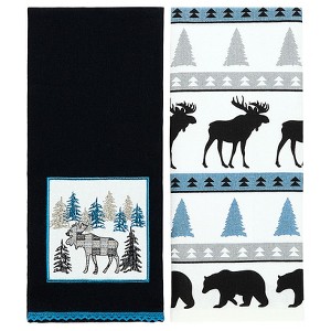 The Lakeside Collection Embroidered Kitchen Towels Lodge Themed Set of 2 - 1 of 2