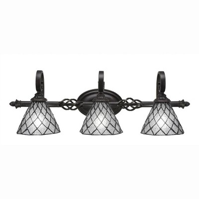 Toltec Lighting Elegante 3 - Light Vanity in  Dark Granite with 7" Diamond Ice Art Glass Shade