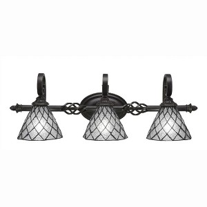 Toltec Lighting Elegante 3 - Light Vanity in  Dark Granite with 7" Diamond Ice Art Glass Shade - 1 of 1