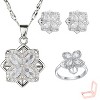 Silver Titanium Steel Flower - Shaped Crystal Minimalist Women's Jewelry Set - 3 of 4