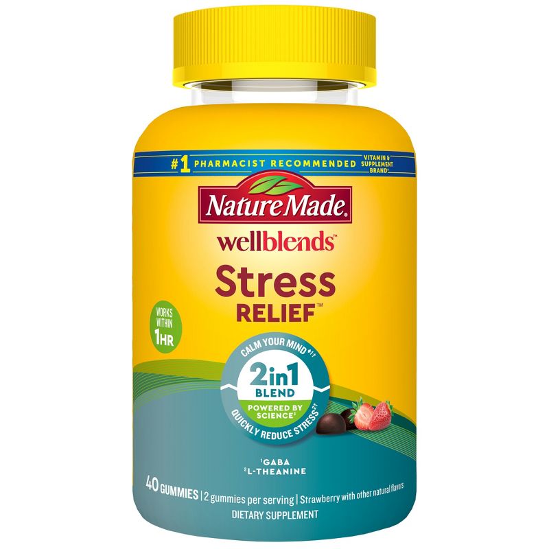 Nature Made Wellblends Stress Relief Gummies with L theanine and GABA - Strawberry Flavor - 40ct, 1 of 16