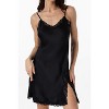 SilkSilky Women's Pure Silk Lace Trim Split Hem Chemise Nightgown - 4 of 4