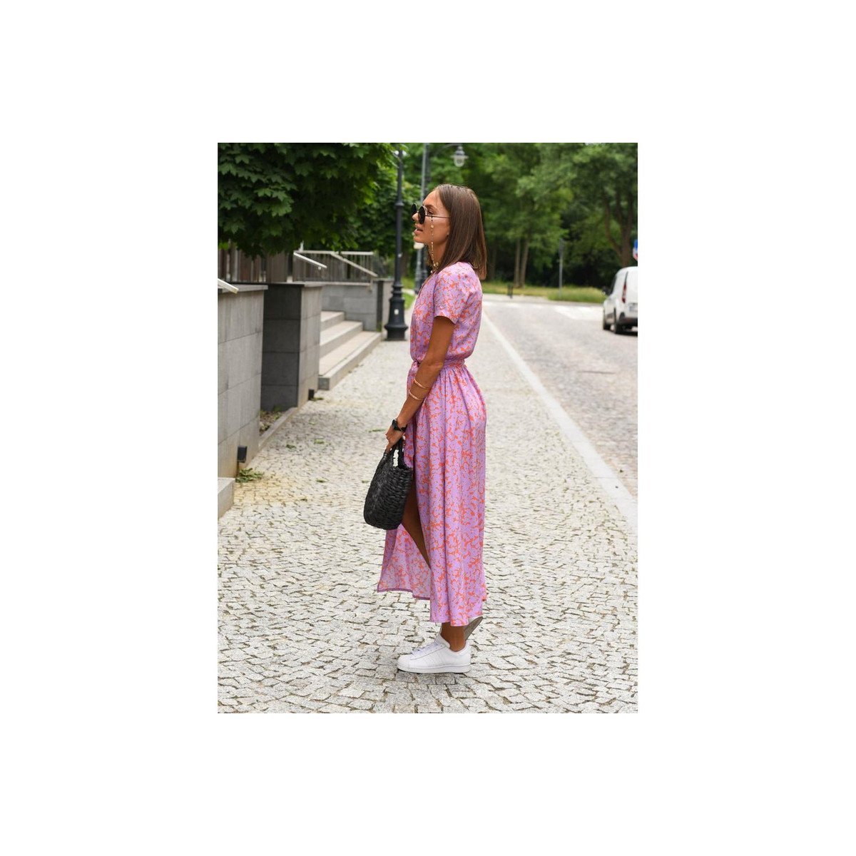 Женские платья Garvee Floral Wrap Beach Dress for Women Summer Maxi Dress with Tie Waist V Neck Slit Flowy Dress Polka Dress High Waist Beach Cover Up,Polka Dot,Pink-2 - L — фото 4