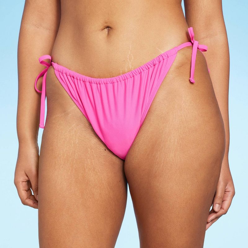 Women's Side-Tie Low-Rise Adjustable Bikini Bottom - Wild Fable™ Pink, 5 of 7