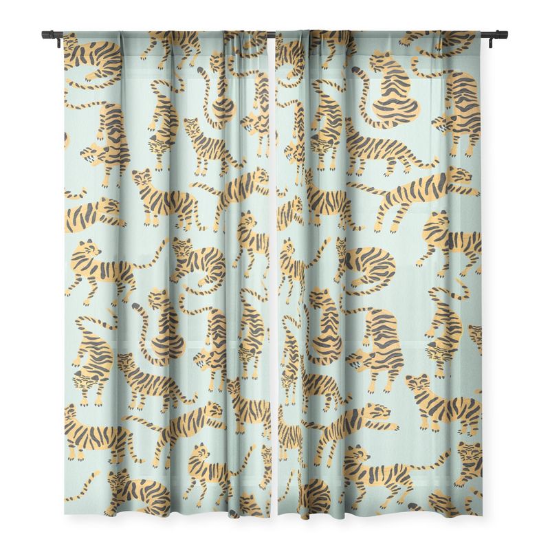Cat Coquillette Tiger Collection Mint Orange Single Panel Sheer Window Curtain - Deny Designs, 3 of 7