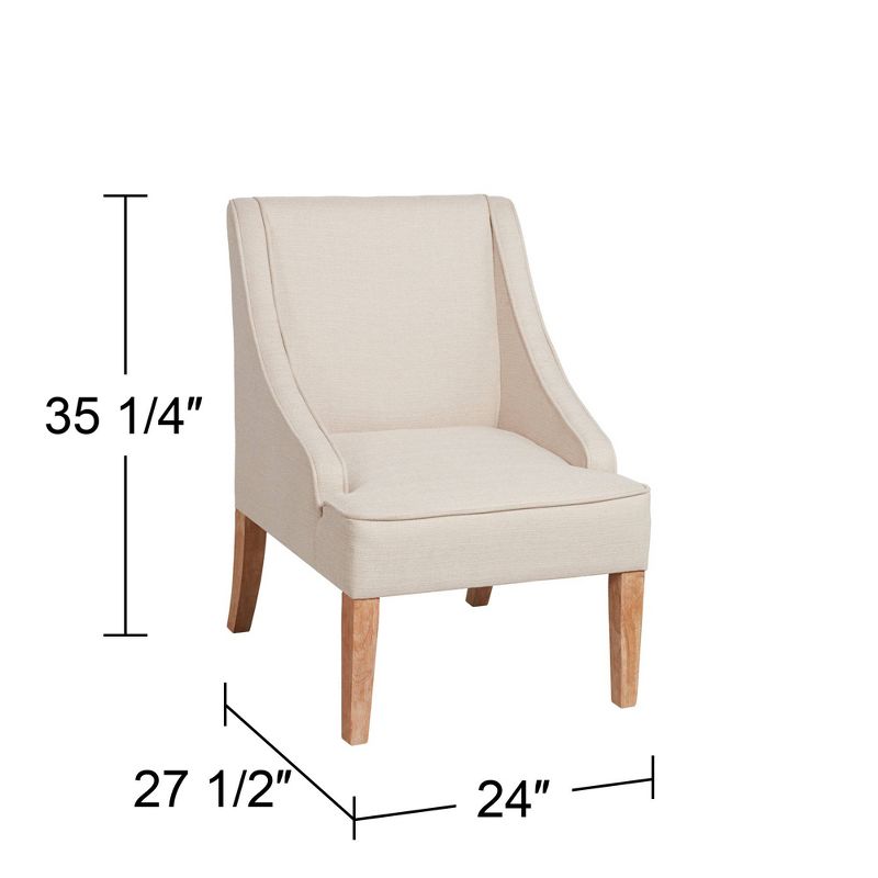 Elm Lane Dixon Ivory Fabric Swoop Arm Chair, 4 of 10