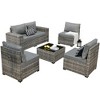 XIZZI 6 PCS Patio Furniture Set, Wide Armrest Outdoor Sectional Sofa, All Weather PE Rattan Outside Conversation Set with Coffee Table, Dark Grey - 2 of 4