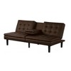 Royal Hampton Futon Sofa Bed, Drop-Down Tray and Cupholder, Brown Faux Leather - 2 of 4