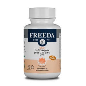 Freeda SCD B-Complex with Active B12 Methylfolate, Vitamin C & Zinc – Vegan– Daily Stress & Energy Support – Kosher, Gluten-Free - 1 of 4