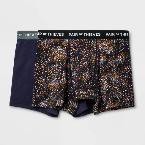 Pair Of Thieves Men's Abstract Print Super Soft Boxer Briefs 2pk -  Black/aqua Blue L : Target