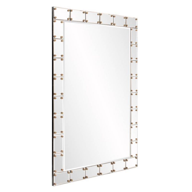 Howard Elliott Remington Glass/Wood Studded Wall Mirror, 4 of 7