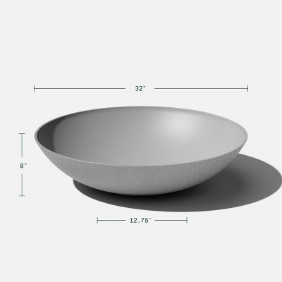 Veradek Mason Modern 32" Gray Plastic-Stone Large Round Planter