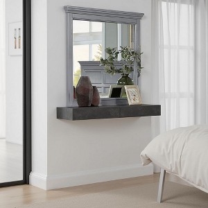 Royal Hampton Dresser Mirror w Crown Molding Frame, 42 Inch Gray Solid Wood - 1 of 4