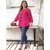 Agnes Orinda Women's Plus Size Chiffon Tie Round Neck  3/4 Sleeve Elegant Work Blouses - 3 of 4
