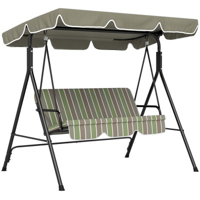 NicBex 3-Seat Outdoor Patio Swing Chair with Removable Cushion and Adjustable Canopy for Patio Bedroom Porch Garden