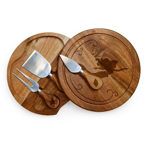 Toscana Little Mermaid Acacia Brie Cheese Cutting Charcuterie Board and Tools Set - 1 of 4