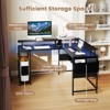 Tangkula L-Shaped Gaming Desk w/ LED Lights & Power Outlets Monitor Stand Fabric Bag - 4 of 4