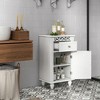 Costway Bathroom Floor Cabinet Side Storage Organizer with 1 Drawer & Adjustable Shelf - 2 of 4