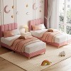 Twin/Twin XL Size Bed Frame, Boucle Upholstered Platform Bed with Wave Headboard, Kids/Girls/Boys, Low Profile, Wooden Slats, No Box Spring Needed - 4 of 4
