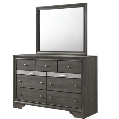 Matrix Traditional 7 Drawer Dresser made with Wood in Gray