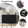 Fluted Wood Dresser 7 Drawers Dresser for Bedroom, Large Modern Black Dresser with Gold Handle - 4 of 4