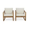 Christopher Knight Home Samwell Outdoor Acacia Wood Club Chairs with Cushions (Set of 2) - 2 of 4