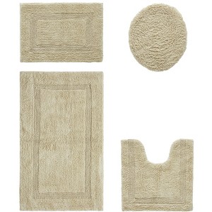 Lux Premium 100% Cotton Tufted Solid Reversible 4 Piece Bath Rug Set – Ultra-Soft, Water-Absorbent, Durable, Machine Washable Bathroom Rug - 1 of 4