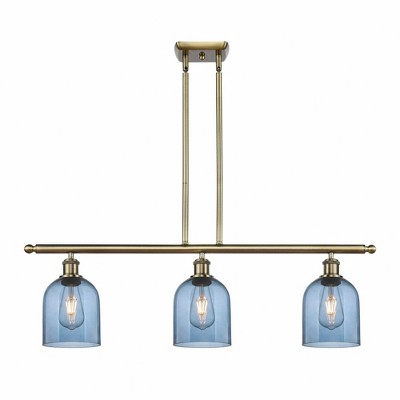 Bella - 3 Light Stem Hung Island In Industrial Style-10 Inches Tall and 36 Inches Wide