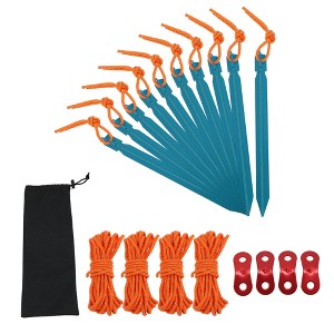 Unique Bargains Reusable 10xNails 1xBag 4xRopes 4xDouble Eye Rivets Tent Pegs 1 Set - 1 of 4