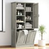Tall Bathroom Storage Cabinet with Door, 2 Tilt-Out Laundry Hampers, Adjustable Shelves & Open Rack for Bathroom or Laundry Room - 2 of 4