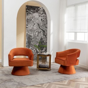 SEYNAR Modren Velvet 360 Degree Swivel Accent Arm Barrel Chair Set of 2 for Living Room - 1 of 4