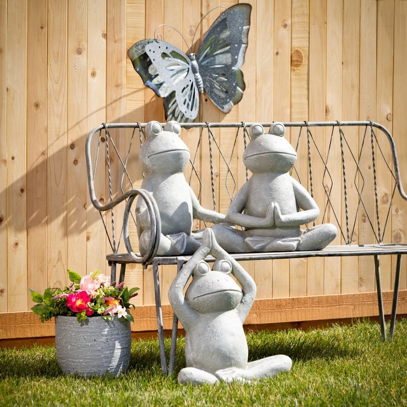 17"H Sullivans Yoga Frog Garden Statue Set of 3, Gray, 3 of 5