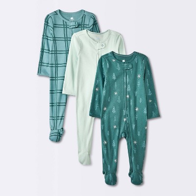 Image of Baby Boys' 3pk Trees Sleep N' Play - Cloud Island™ Blue 3-6M