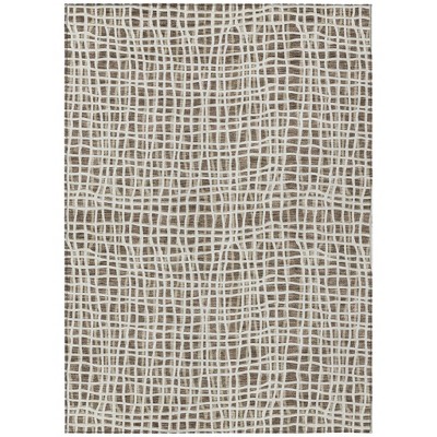 Brown Beige And Ivory Striped Washable Indoor Outdoor Area Rug