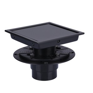 WOWOW 6 in. x 6 in. Stainless Steel Square Shower Drain with Tile-In Pattern Drain Cover in Matte Black - 1 of 4