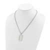 Chisel Stainless Steel Brushed and Polished Black Cubic Zirconia Dog Tag Necklace 20" Box Chain - 4 of 4